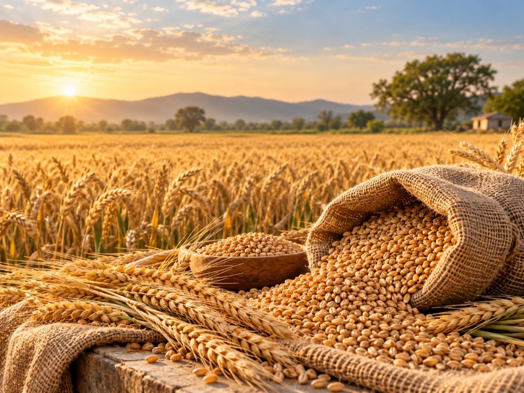 Golden wheat field harvest for pure chakki atta